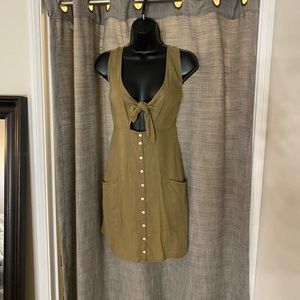 Army green dress with tie front